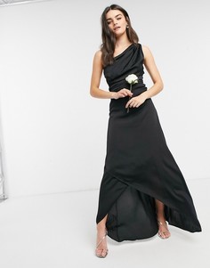 Черное платье макси на одно плечо TFNC Bridesmaid-Коричневый цвет
