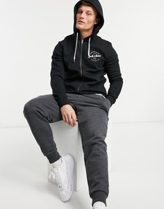 Худи черного цвета на молнии с логотипом Jack & Jones-Черный цвет
