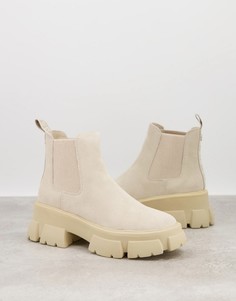 Бежевые ботинки из искусственной замши на массивной подошве Steve Madden Tusk-Бежевый