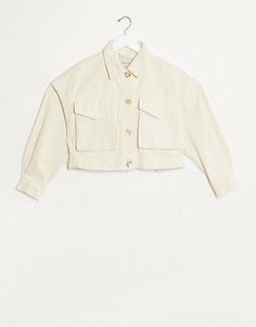 Светло-бежевая куртка с карманами Stradivarius-Белый