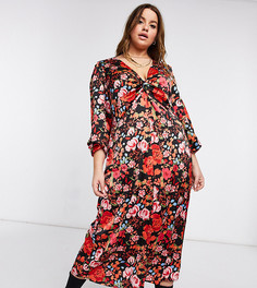 Платье миди с ярким красным цветочным принтом Vero Moda Curve-Многоцветный