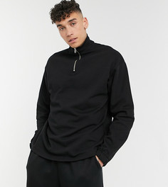 Черный oversized-свитшот с молнией ASOS DESIGN Tall-Черный цвет