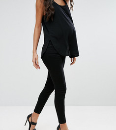 Черные джинсы скинни с посадкой под животом ASOS DESIGN Maternity Petite-Черный цвет