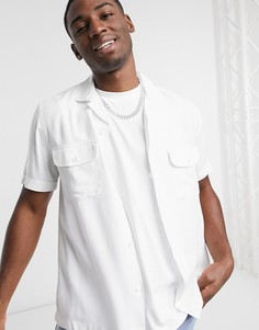 Белая футболка с короткими рукавами и отложенным воротником Topman-Белый Burton Menswear