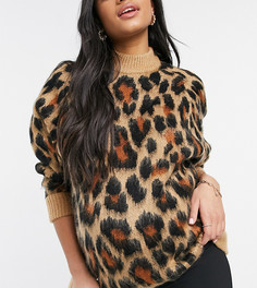 Oversized-джемпер со звериным принтом ASOS DESIGN Maternity-Светло-бежевый