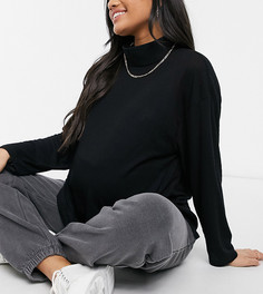 Черный топ в стиле oversized с фактурным высоким воротником и драпировкой в рубчик ASOS DESIGN Maternity-Кремовый