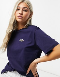 Темно-синяя футболка с фирменным логотипом Lacoste x National Geographic-Темно-синий