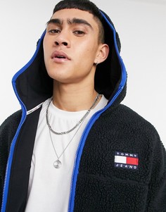 Черная куртка из искусственного меха на молнии, с капюшоном Tommy Jeans-Черный цвет