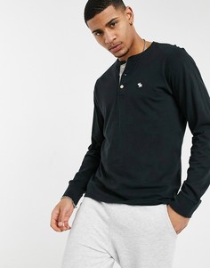 Черный топ хенли с длинными рукавами Abercrombie & Fitch-Черный цвет
