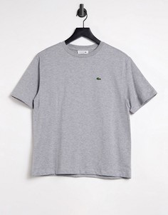 Серая футболка из хлопка с круглым вырезом Lacoste-Серый