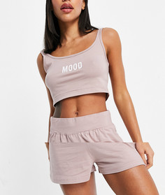 Розовый комплект из бралетта и шорт в стиле casual с принтом "mood" ThreadBare-Розовый цвет