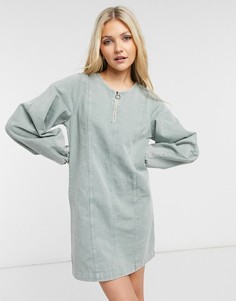 Серое джинсовое платье с молнией спереди Noisy May-Серый