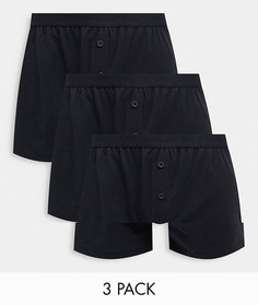 Комплект из трех черных трикотажных боксеров ASOS DESIGN-Черный цвет