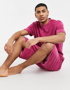 Комплект из шорт и футболки для дома в стиле oversized из махровой ткани розового цвета ASOS DESIGN-Розовый цвет