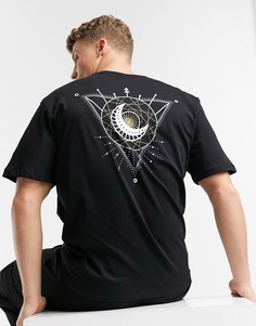 Черная футболка в стиле oversized с принтом на спине в мистическом стиле Only & Sons-Черный цвет