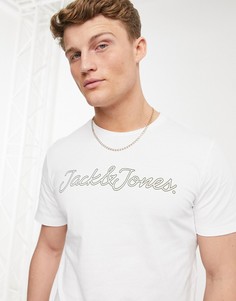 Белая футболка с логотипом на груди Jack & Jones-Белый