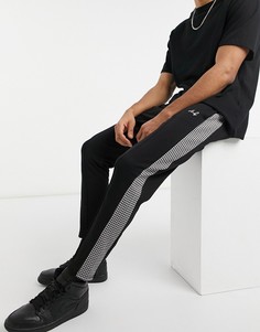 Черные джоггеры со вставками в клетку Burton Menswear MB Collection-Черный цвет