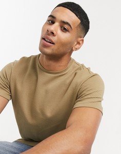 Бежевая фактурная футболка из органического хлопка Burton Menswear-Светло-коричневый