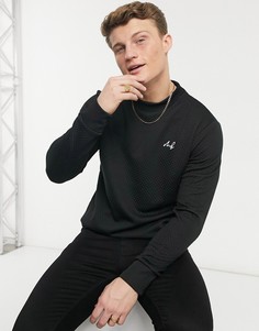 Темно-синий стеганый свитшот с круглым вырезом из коллекции MB Burton Menswear-Черный цвет