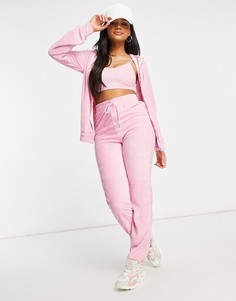 Махровый комплект из укороченного oversized-худи и джоггеров розового цвета Moda Minx-Розовый цвет