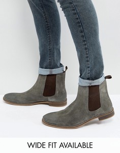 Серые замшевые ботинки челси ASOS - Доступна модель для широкой стопы-Серый