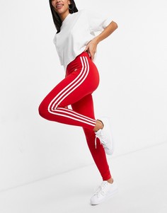Красные леггинсы с завышенной талией и тремя полосками adidas Originals adicolor-Красный