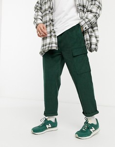 Укороченные зеленые брюки-карго из вельвета свободного кроя ASOS DESIGN-Зеленый цвет