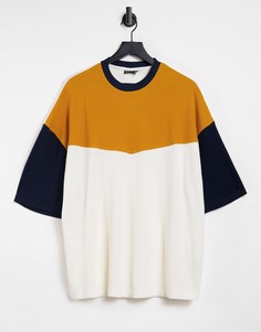 Оversized-футболка с шевронной вставкой ASOS DESIGN-Белый