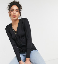 Черный топ с длинными рукавами и сборками спереди Vero Moda Tall Aware-Черный цвет