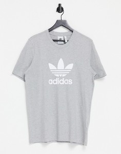 Серая футболка с крупным логотипом adidas Originals adicolor-Серый