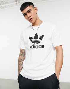 Белая футболка с крупным логотипом adidas Originals adicolor-Белый
