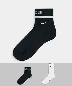 Набор из 2 пар носков черного и белого цвета с логотипом-галочкой Nike-Белый