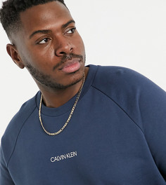 Синий свитшот с логотипом спереди и на спинке Calvin Klein Big & Tall – эксклюзивно для ASOS-Голубой