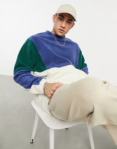 Флисовый свитшот в стиле oversized с воротником-трубой и расцветкой колор блок ASOS DESIGN-Многоцветный
