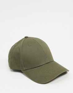 Бейсболка из хлопка цвета хаки ASOS DESIGN-Зеленый