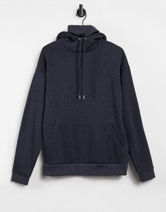 Темно-серый меланжевый oversized-худи с двухслойным воротником-трубой ASOS DESIGN-Белый