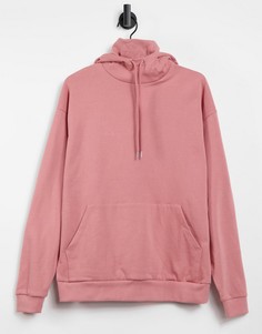 Розовый худи в стиле oversized с двухслойным воротником-трубой ASOS DESIGN-Розовый цвет