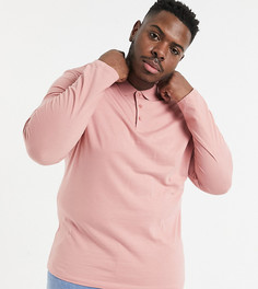 Розовое поло с длинными рукавами ASOS DESIGN Plus-Розовый цвет