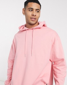 Oversized-худи розового цвета с широкими боковыми разрезами ASOS DESIGN-Розовый цвет