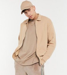 Светло-коричневая трикотажная куртка Харрингтон в стиле oversized ASOS DESIGN-Светло-коричневый