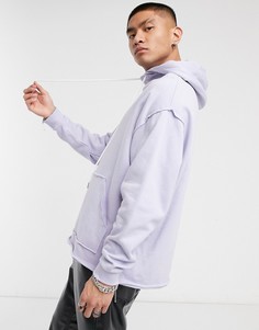 Худи в стиле oversized с воротником-стойкой и необработанной кромкой сиреневого цвета ASOS DESIGN-Синий