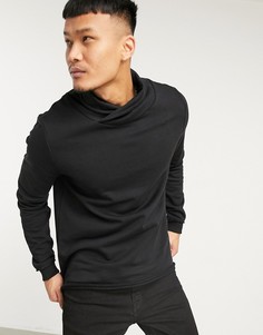 Черный oversized-свитшот с воротником-трубой необработанным краем ASOS DESIGN-Черный цвет