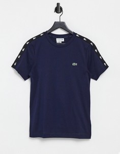 Темно-синяя футболка с фирменной лентой Lacoste-Темно-синий