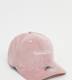 Розовая вельветовая кепка с логотипом Mitchell & Ness – эксклюзивно для ASOS-Розовый цвет