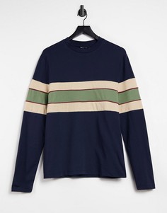 Темно-синий лонгслив из органического хлопка с контрастными вставками ASOS DESIGN