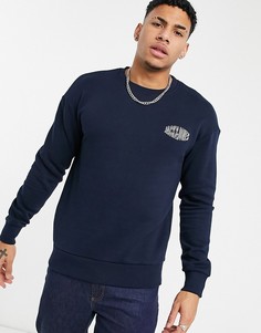 Темно-синий свитшот с круглым вырезом и логотипом Jack & Jones Originals