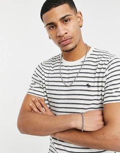 Белая футболка в полоску с логотипом Abercrombie & Fitch-Белый