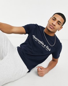 Темно-синяя футболка с логотипом Abercrombie & Fitch-Темно-синий