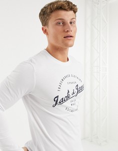 Белый лонгслив с круглым вырезом Jack & Jones