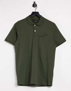 Темно-зеленое поло с круглым логотипом Jack & Jones Originals-Зеленый цвет